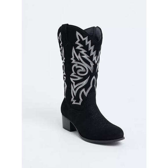 torrid Shoes - NWT Torrid Black Western Mid Calf Side Stitching Cowboy Boot Size: 8.5 Wide